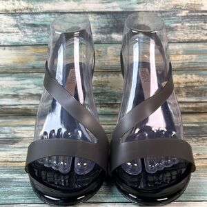 Deltan Tinsley Sandal Womens 9M Gray Silicon Open Toe Slip On Dress Evening Wear